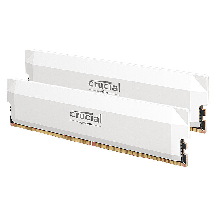 Mémoire RAM Crucial Pro OC DDR5 6000 MHz 32 Go 2 x 16 Go CL36 Intel XMP 3.0 et AMD EXPO Blanc